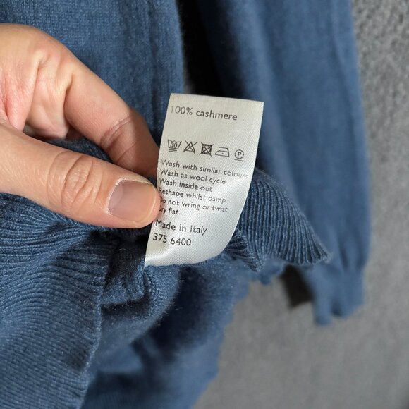 John Lewis Pure Cashmere Italy Made V Neck Sweater - Men's Size M - Blue - Picture 5 of 7